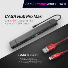 画像をギャラリービューアに読み込む, CASA Hub Pro Max USB-C Gen2対応 13 in 1 ドッキングステーション + PeAk III Lightning Cable 120B メタリカルメッシュケーブル
