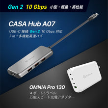画像をギャラリービューアに読み込む, 【新製品登場】CASA Hub A07 USB-C接続 Gen2 10Gbps対応 7 in 1 多機能高速ハブ ＋ OMNIA Pro 130 130W 4ポートトラベル万能スピード充電アダプター
